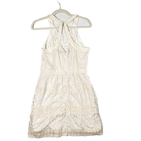 American Eagle Outfitters Ivory Cotton Embroidered Lace Criss-Cross Mini Size 6 - Picture 5 of 8